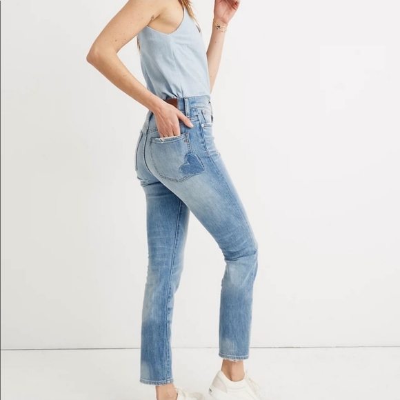 RARE MADEWELL 'THE PERFECT VINTAGE' HEART PATCH JEANS - Picture 3 of 14